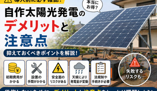 自作太陽光発電のデメリットと注意点｜導入前に必ず抑えておくべきポイント