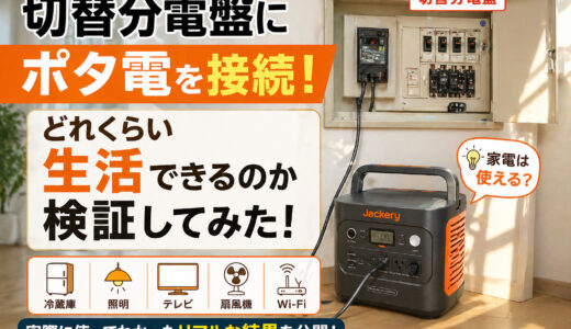 切替分電盤にポタ電を接続！どれくらい生活できるのか検証してみた！