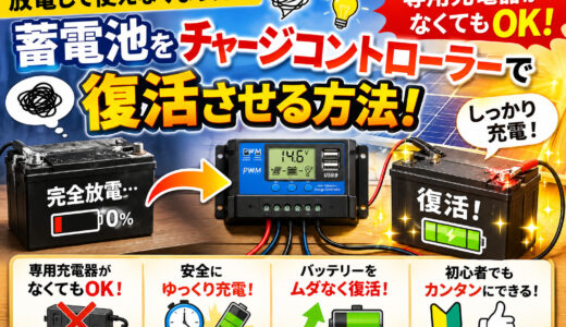 放電した蓄電池をチャージコントローラーで復活させる方法｜専用充電器がなくてもOK