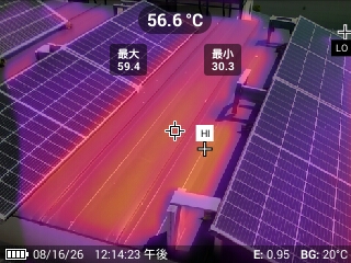 ソーラーパネルの発熱確認