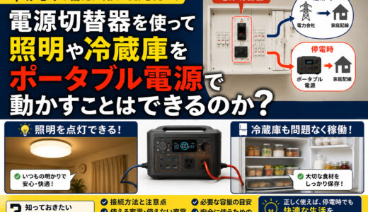 電源切替器を使って照明や冷蔵庫をポータブル電源で動かすことはできるのか？