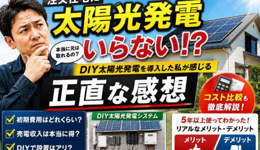 注文住宅に太陽光発電はいらない！？DIY太陽光発電を導入した私が感じる正直な感想